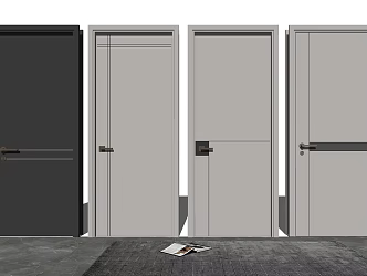 Modern swing door single door 3d model