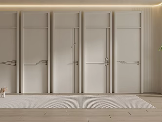 Modern swing door cream single door bedroom single door 3d model