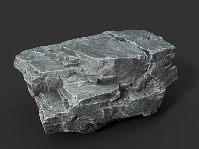 Gray Stone Block With Rough Surface And Natural Wood Material For Design Projects 3d model