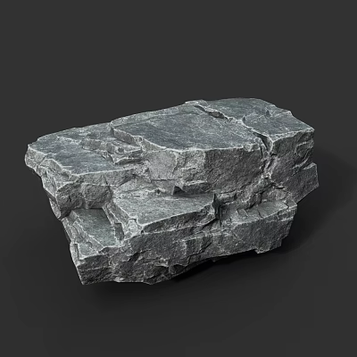 Gray Stone Block With Rough Surface And Natural Wood Material For Design Projects 3d model