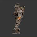 Mechanical Monster Character Creature With Detailed Metal Gears Robotic Limbs And Orange Accents