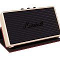 Marshall Portable Speaker With Cream Black Design And Red Accent Stand