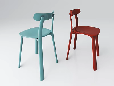 Modern Blue And Red Bar Stools With Minimalist Design And Sleek Structure 3d model