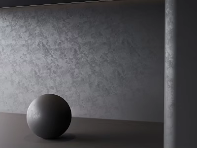 Minimal Modern Interior With Gray Sphere Gray Wall And Gray Tabletop 3d model