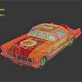 Vintage Orange And Red Race Car With Shell Logo And Number 11