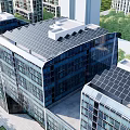 Green Surrounded High Rise Buildings With Solar Panels And Daily Electrical Appliances