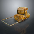 Old Rusty Vintage Mechanical Device With Metal Handle And Aged Parts
