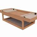Modern Wooden Table Set With Cushioned Compartments And Open Lower Shelf 3d model