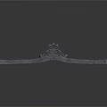 Gray Architectural Building Model With Long Linear Structure And Top Details