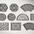 Pane Hollow Window Wood Carved Flower Window Square Lattice Flower Window Antique Window Round Window 3d model