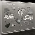 Modern Background Wall with Midtown International Text Map Graphics and District Information