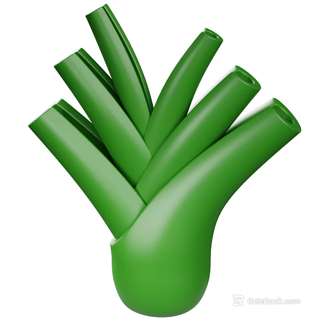 Fresh Green Onions Bunch With Vibrant Green Stalks And White Bulbs 3d model 