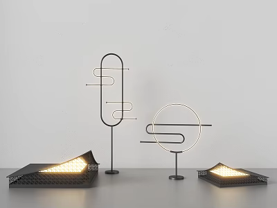 Modern Outdoor Lights with Geometric Shapes and Illuminated Design for Modern Outdoor Spaces 3d model