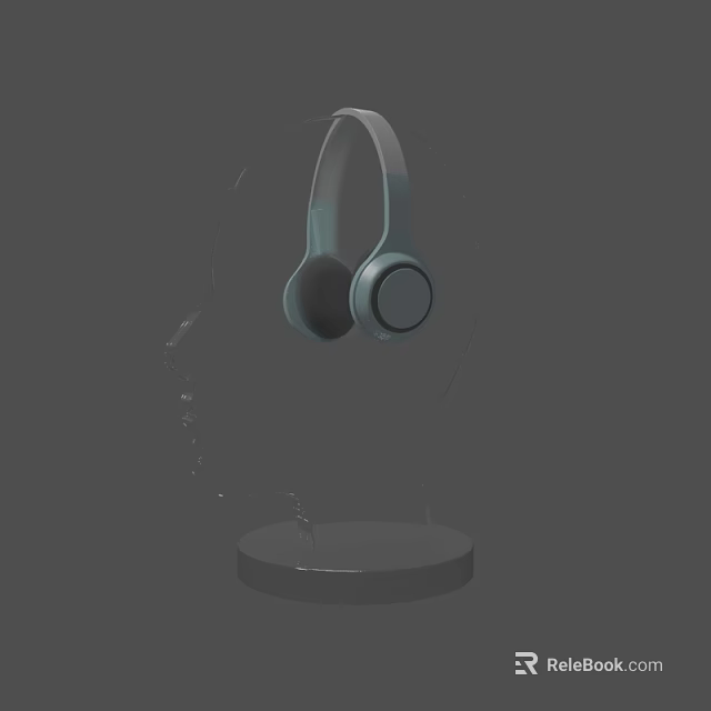 Modern Over Ear Wireless Headphones with Soft Earpads and Clear Sound on Transparent Stand 3d model 