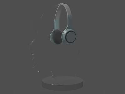 Modern Over Ear Wireless Headphones with Soft Earpads and Clear Sound on Transparent Stand 3d model