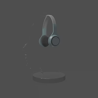 Modern Over Ear Wireless Headphones with Soft Earpads and Clear Sound on Transparent Stand 3d model