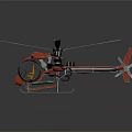 Red Cosmic Helicopter Model With Transparent Cockpit Orange Components And Blue Base