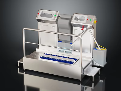 Industrial Sanitizing Equipment With Metal Structure Control Panels And Foot Pedal 3d model