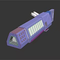 Sci-Fi Weapon 3D Model With Purple Body White Stripes And Pink Details