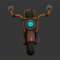 Vintage Style Motorcycle With Copper Body Mechanical Details And Red Accents Black Seat