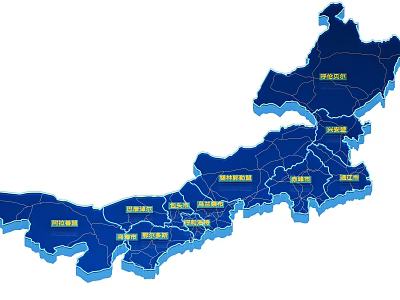 Detailed China Administrative Map With Labeled Province Regions And Blue Boundaries 3d model