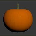 Fresh Orange Round Smooth Pumpkin with Green Stem on Gray Background and Reflection