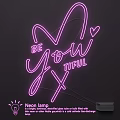 Pink Neon Light Combinations With Be You Tiful Text Design And Decorative Elements