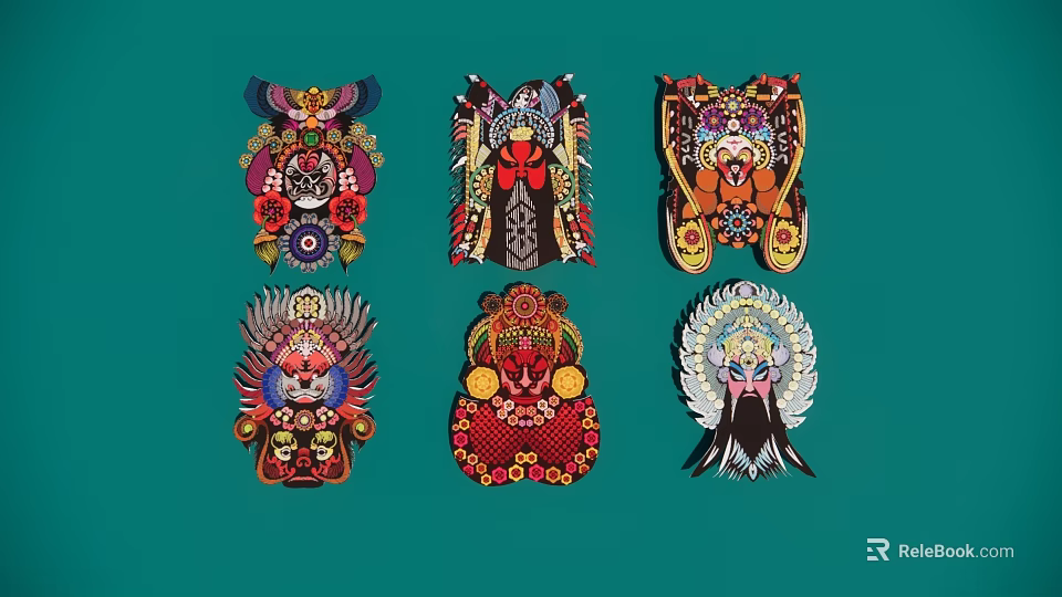 Traditional Chinese Decorative Pendants Featuring Cultural Patterns Vibrant Colors And Various Designs 3d model 
