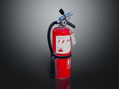 Red Fire Extinguisher With Handle Hose And Label For Fire Safety Equipment 3d model