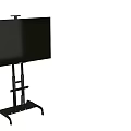 Two Black Adjustable Floor Standing TV Stands With Stable Base And Shelf Design 3d model