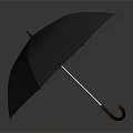 Black Umbrella With Wooden Handle And Metal Ribs For Daily Use