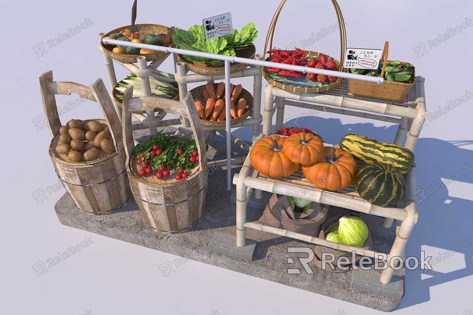 Fruit and vegetable stalls crops model