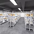 Spacious Industrial Warehouse Interior With Organized Metal Shelves And Cardboard Boxes