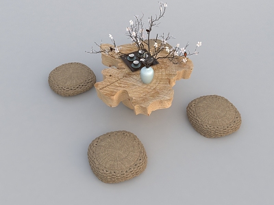 Modern Tea Table Chair Coffee Table Chair Combination 3d model