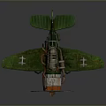 Vintage Green Propeller Airplane Model With Weathered Paint For Aerospace