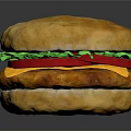 Delicious Hamburger With Golden Bun Fresh Lettuce Tomato Cheese And Juicy Patty