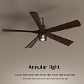 Annular Light Fixture With Modern Design And Wooden Blades Ceiling Mount