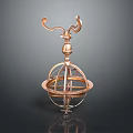 Copper Spherical Chandelier with Decorative Curved Top and Modern Metal Frame Design