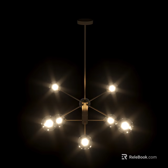 Modern Multi Arm Chandelier With Bright LED Bulbs And Sleek Metal Frame 3d model 