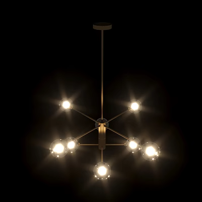 Modern Multi Arm Chandelier With Bright LED Bulbs And Sleek Metal Frame 3d model