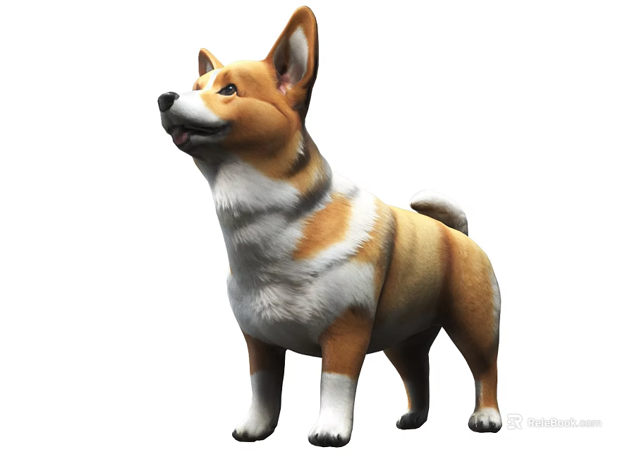 Brown And White Reptile Standing Upright With Alert Expression On White Background 3d model 