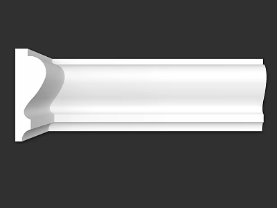 White Decorative Molding With Curved Layered Design For Interior Decoration 3d model
