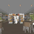 Bright Modern Supermarket Interior With Shelves Full Of Products And Shopping Customer