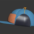 Blue And Orange Quilted Panel Snapback Hat With Stitched Design And Ribbon Bow