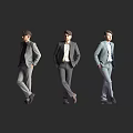 Men in Various Formal Suit Styles Standing with Different Poses