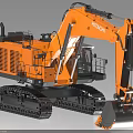 Hitachi Orange Heavy Duty Functional Vehicle With Tracks And Large Bucket 3d model