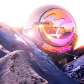 Jincheng Culture Media Logo Against Snowy Mountain Range With Sunset Light Reflection