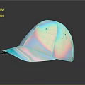Iridescent Shiny Reflective Baseball Cap On Dark Background With Glossy Effect