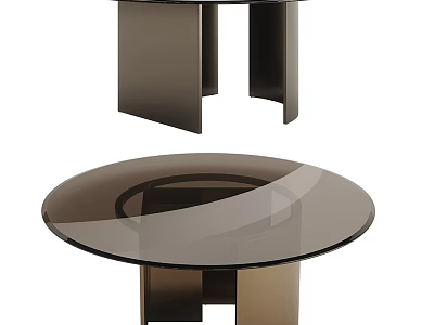 Modern Round Dining Table With Sleek Glass Top And Black Metal Base Design 3d model