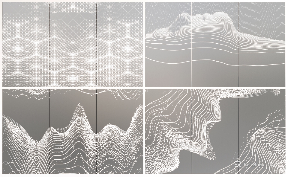 Modern Feature Wall Designs With Geometric Patterns Wavy Lines And Dot Textures 3d model 